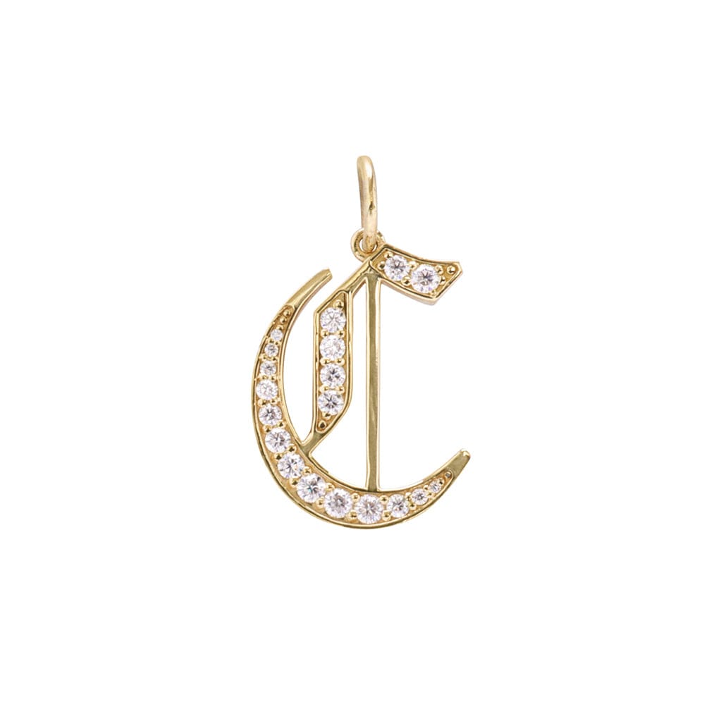 Gothic Letter Pendant | Custom Pendants and Charms White Gold / Without Diamonds / G