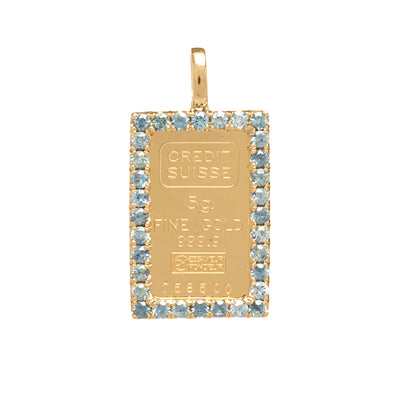 the 5 gram sapphire frame gold bar