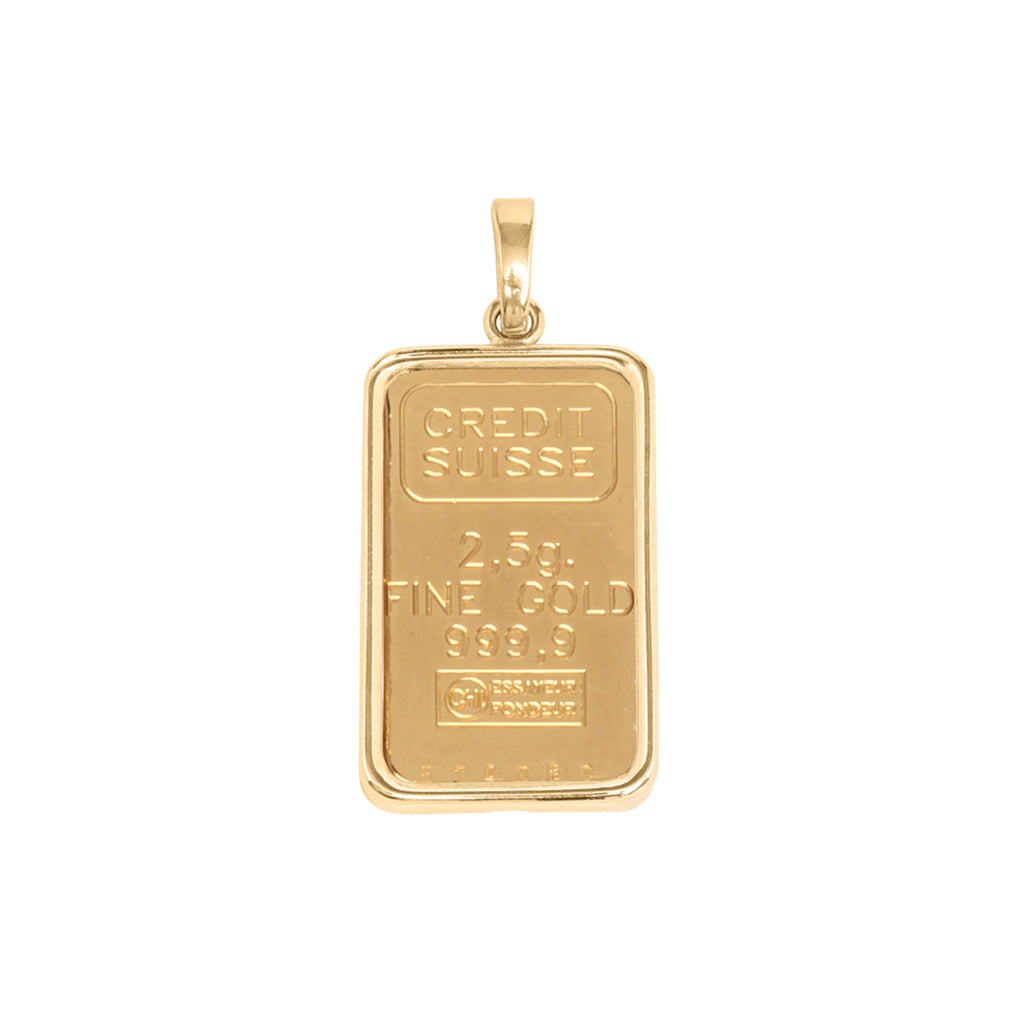 2.5 gram gold bar Pendant with classic frame