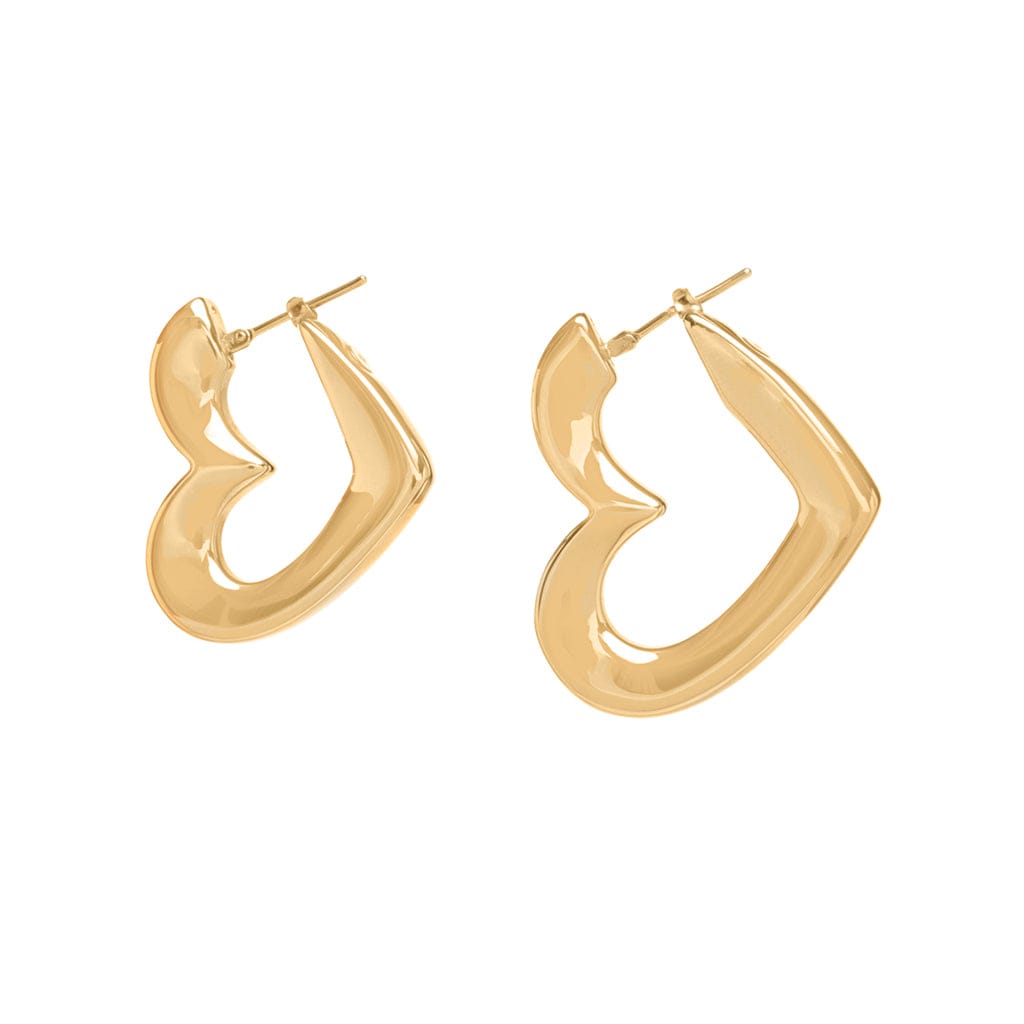 14k gold heart hoops earring