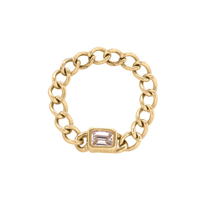 The Bezel Emerald Chain Ring
