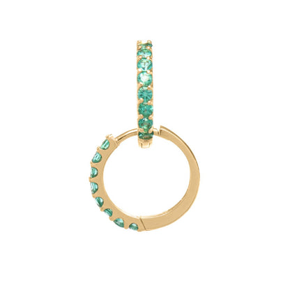 Emerald stone gold huggie earrings 