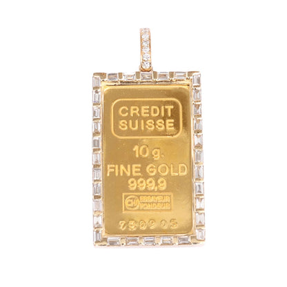 10 Gram Gold Bar Baguette Diamond Frame