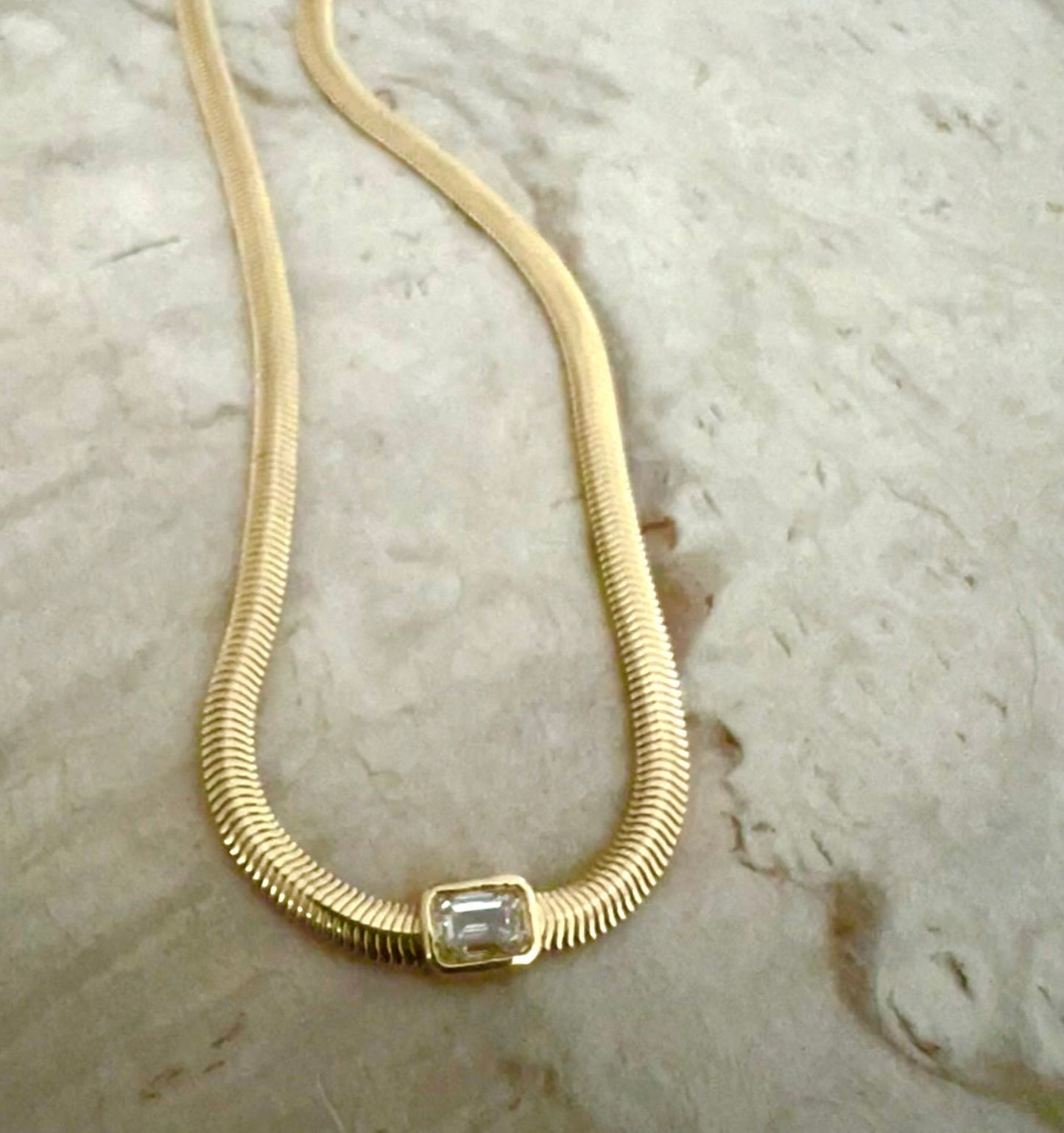 14k gold snake necklace