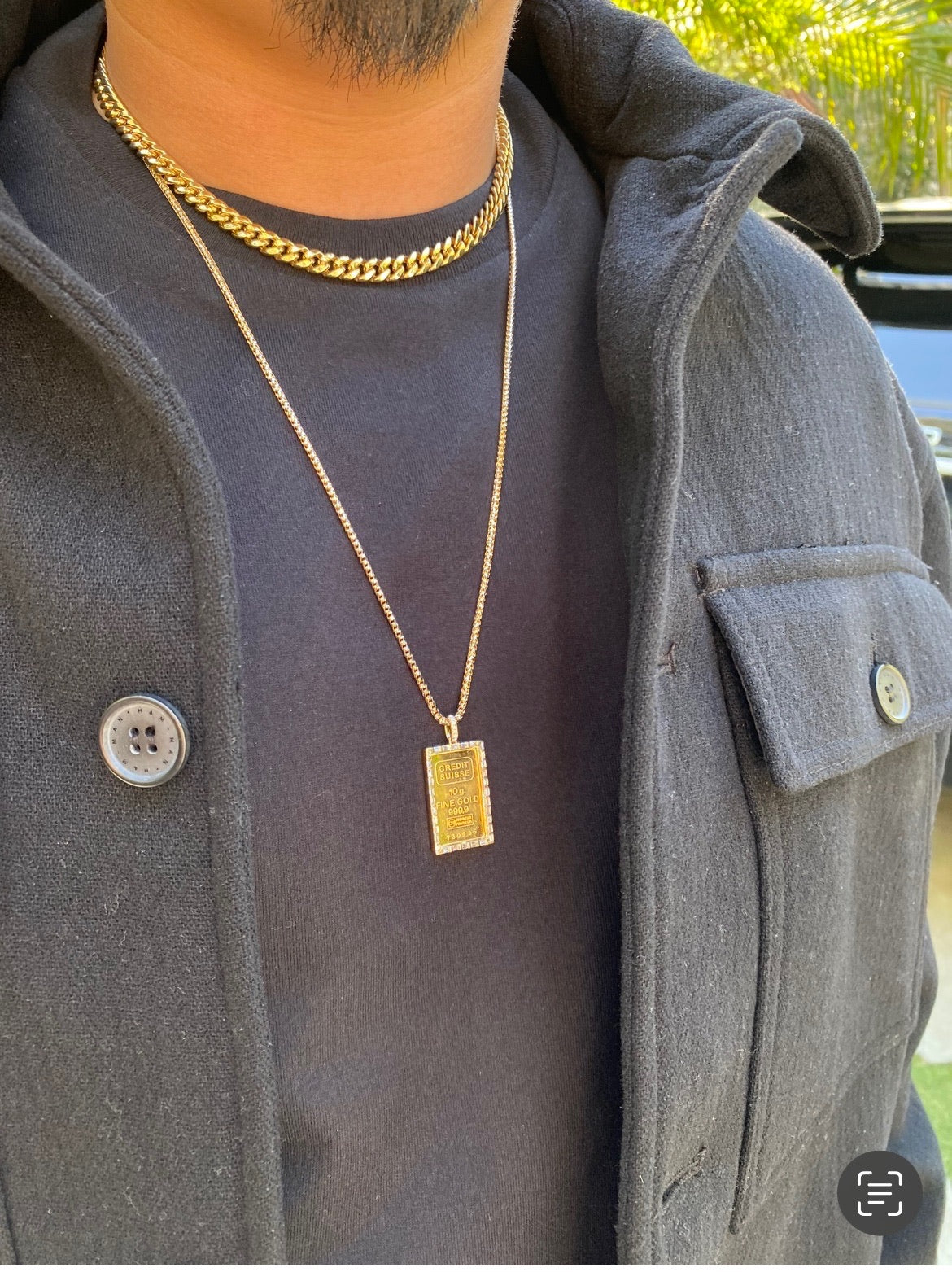 10 gram gold bar pendant for men