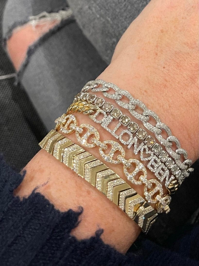 customizable name bracelets gold and diamond