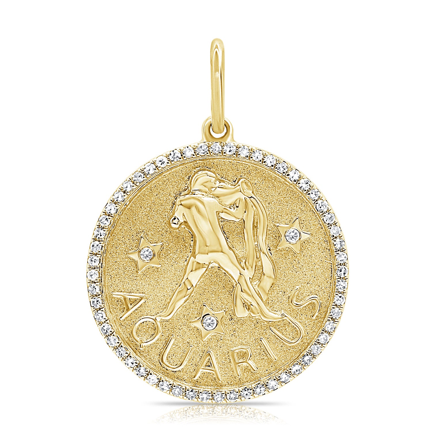 Aquarius 14k gold and diamond zodiac pendant charm the10 jewelry