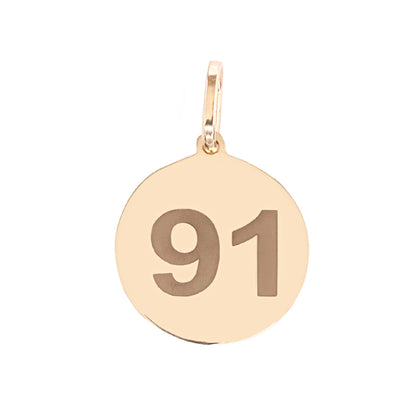 two sided 14k gold number pendant 