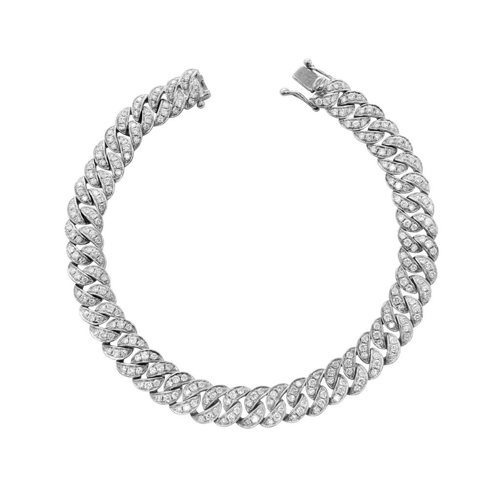 white gold cuban link diamond bracelets