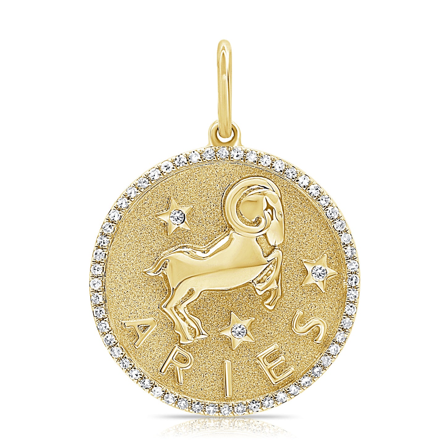 14k aries zodiac pendant with diamonds