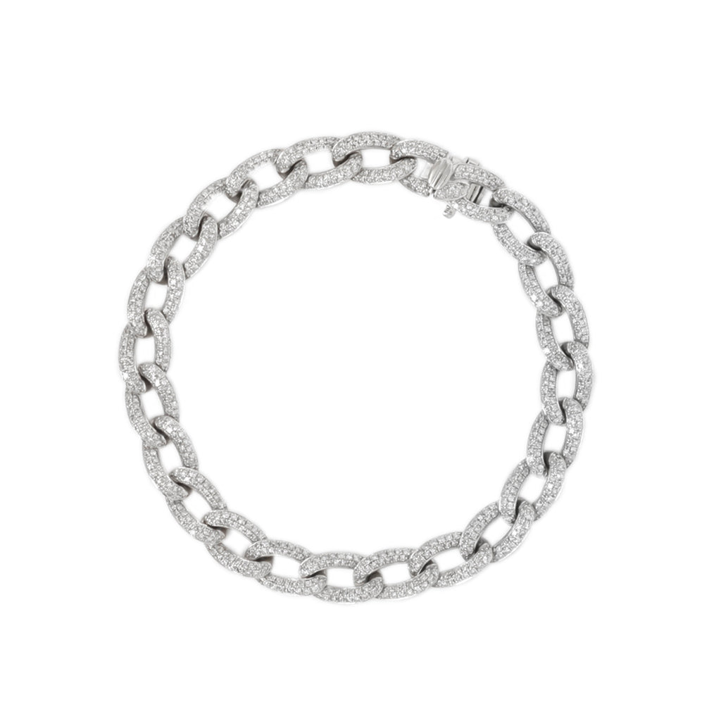 white gold diamond cuban link bracelet