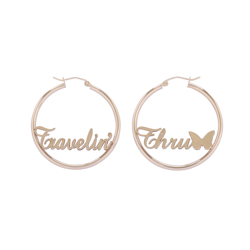 customizable hoops with words - custom hoops - the 10jewelry
