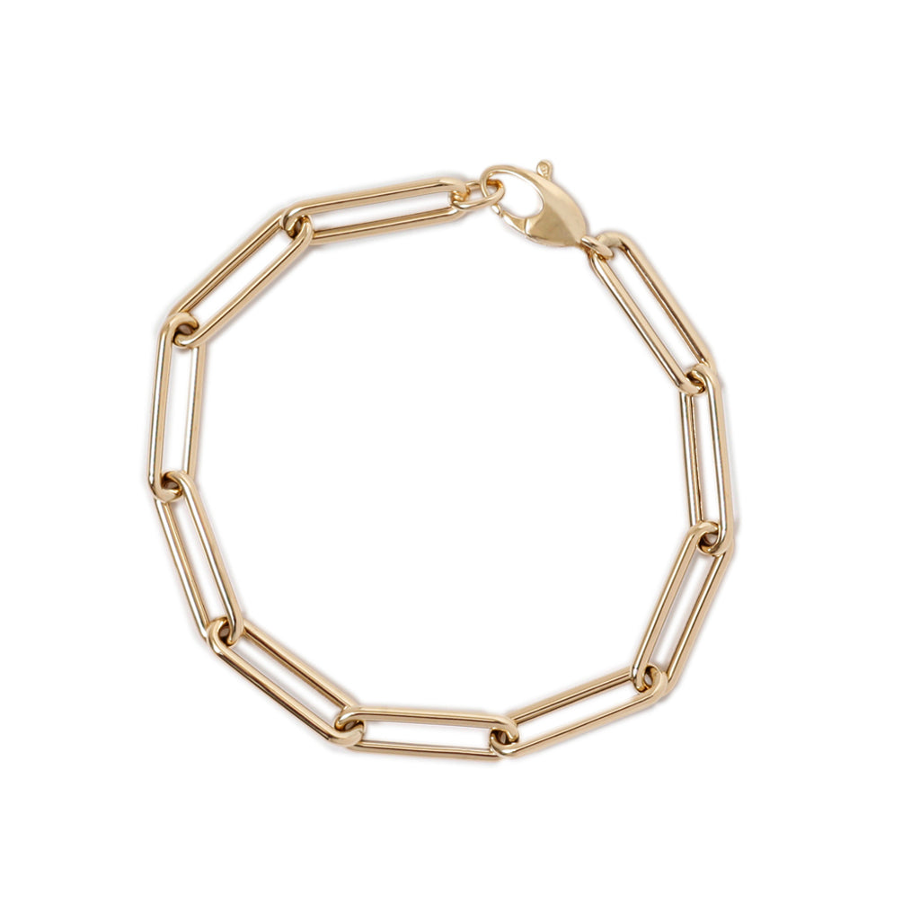 yellow gold paperclip link Chelsea bracelet