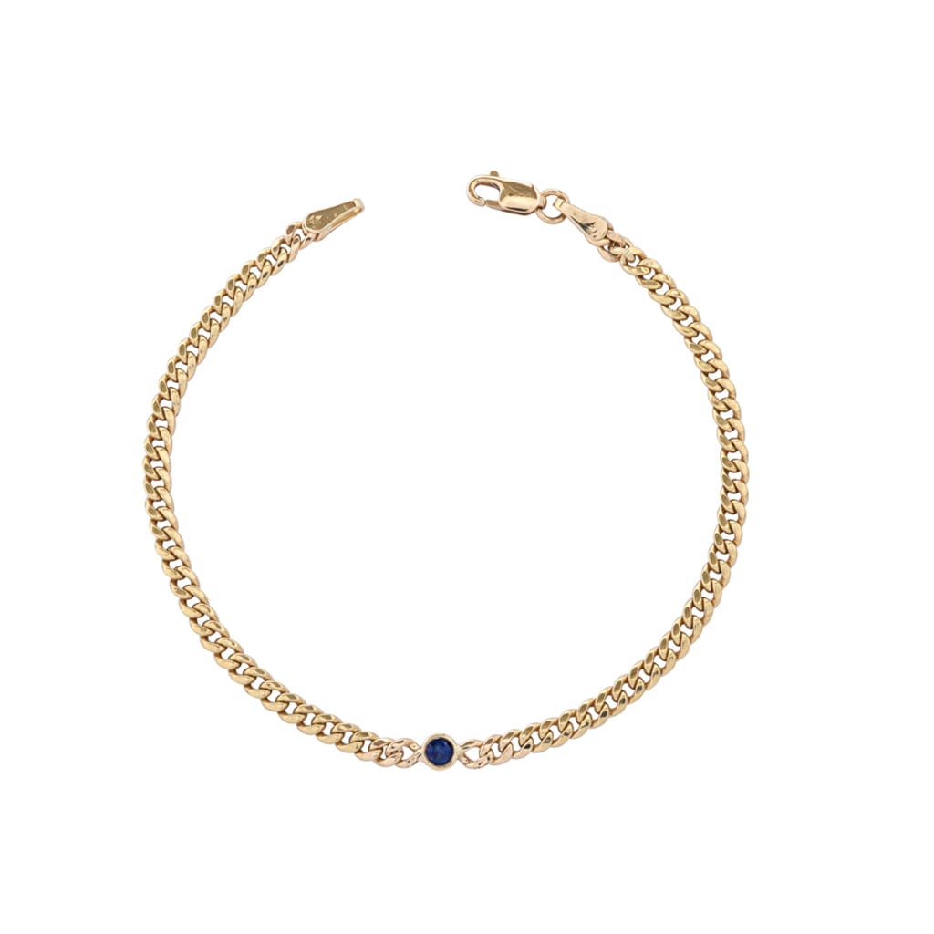 blue single stone cuban link chain bracelets