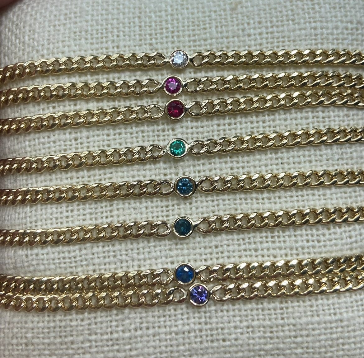 single stone chain bracelets collection