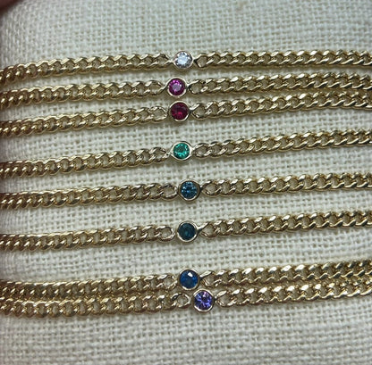 single stone chain bracelets collection