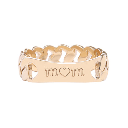 engraveable cuban link solid gold id ring