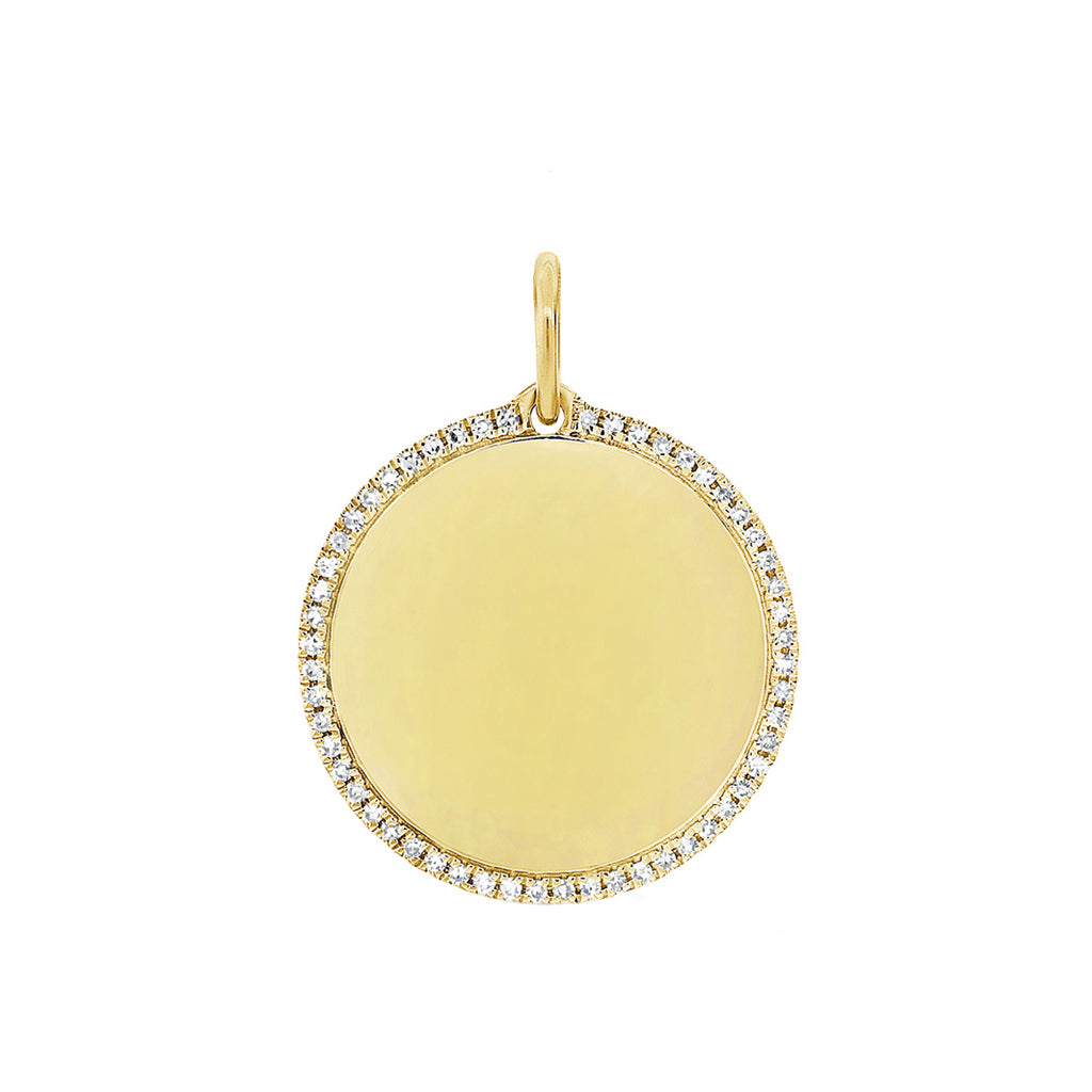 gold disc pendant with diamond