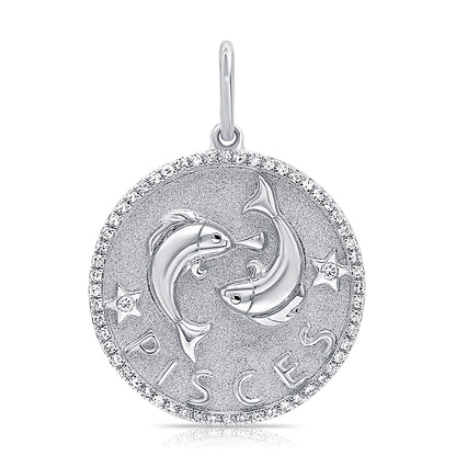 Pisces zodiac silver pendant