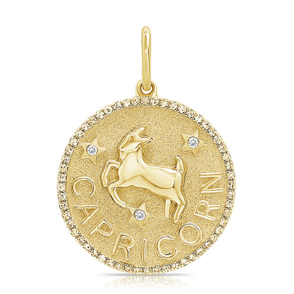 Capricorn gold pendant with diamonds