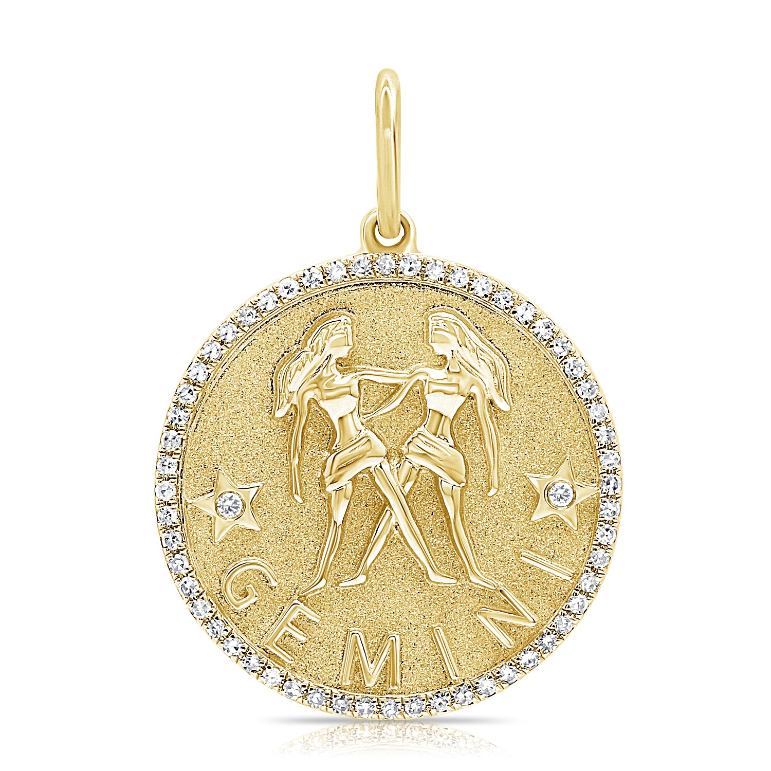 gemini 14k gold and diamond pendant